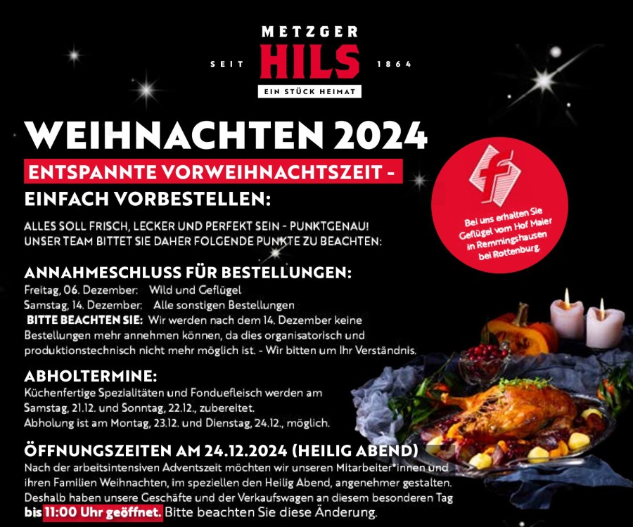 Weihnachten 2024 - EINFACH vorbestellen mit unserem Bestellformular